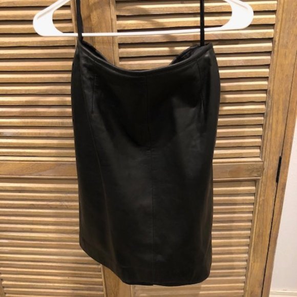 Ralph Lauren Black A-Line Leather Skirt Size 8 - Picture 1 of 6